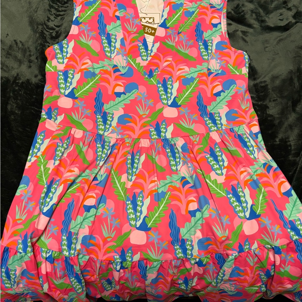 Mary Square Tropical Print Dress